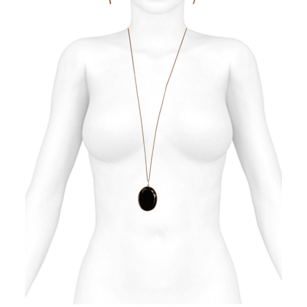 necklace for women black onyx faceted and rose gold chainn