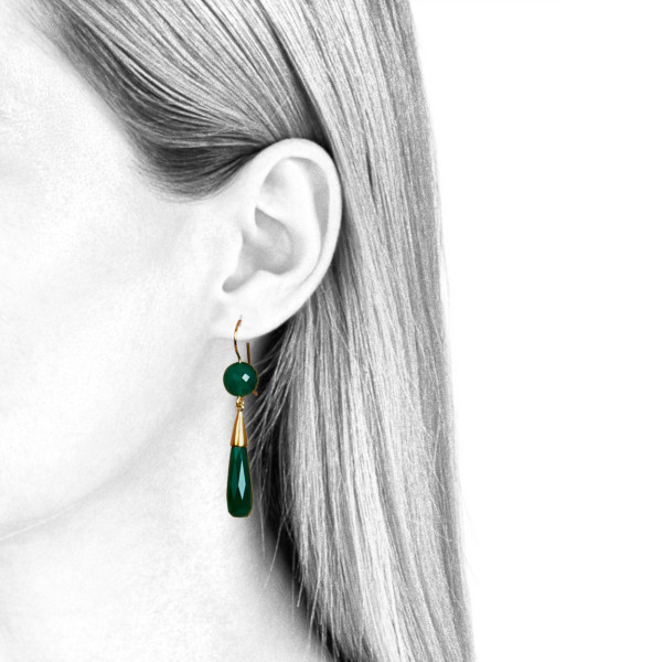 Green and gold onyx earrings Joséphine