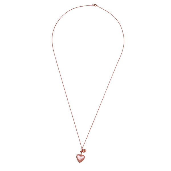 pendant necklace for women double hearts 18K pink gold on silver